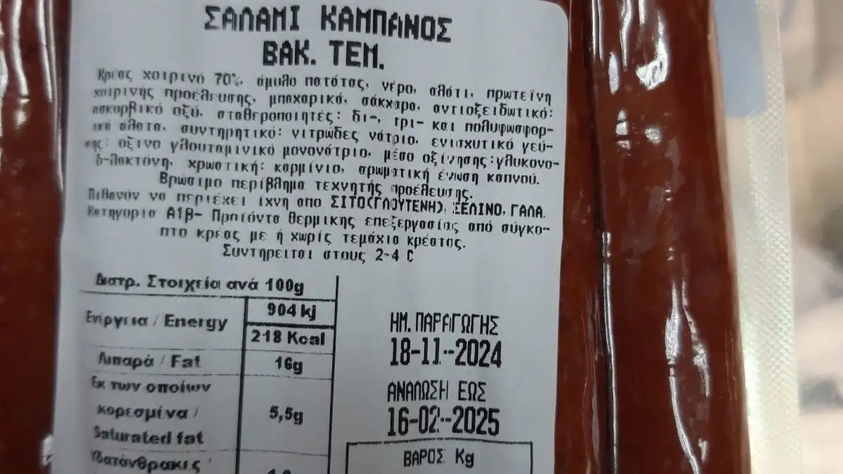 Ανακαλούνται από την αγορά σαλάμι και σουτζούκι σε φέτες